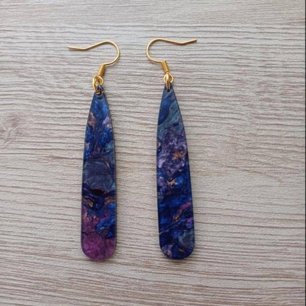 Boucles d'oreille, pendant en résine acétate