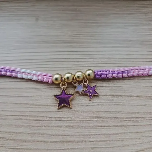 Bracelet réglable à breloque émaillée (étoile/lune)