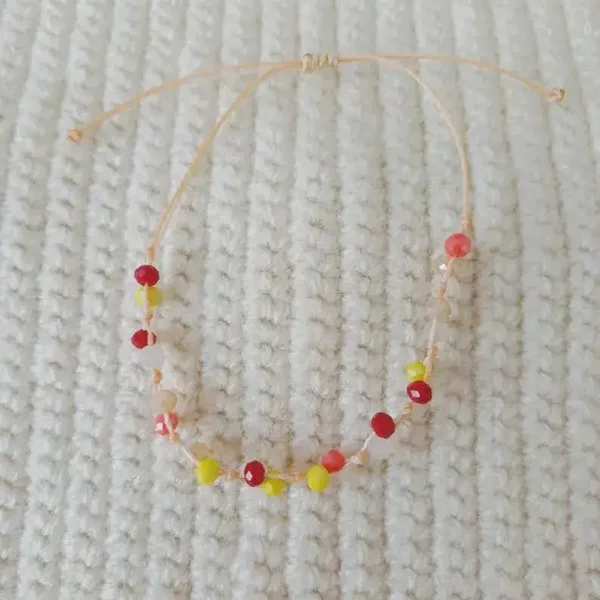 Bracelet lierre, réglable, perles de verre