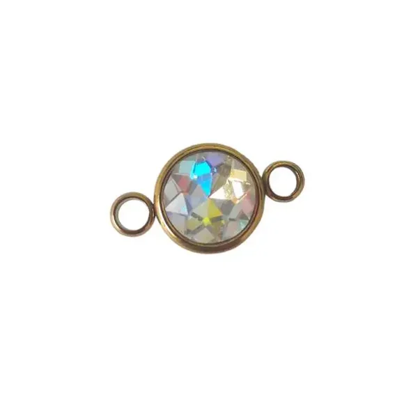 Intercalaire doré strass facetté, acier inoxydable