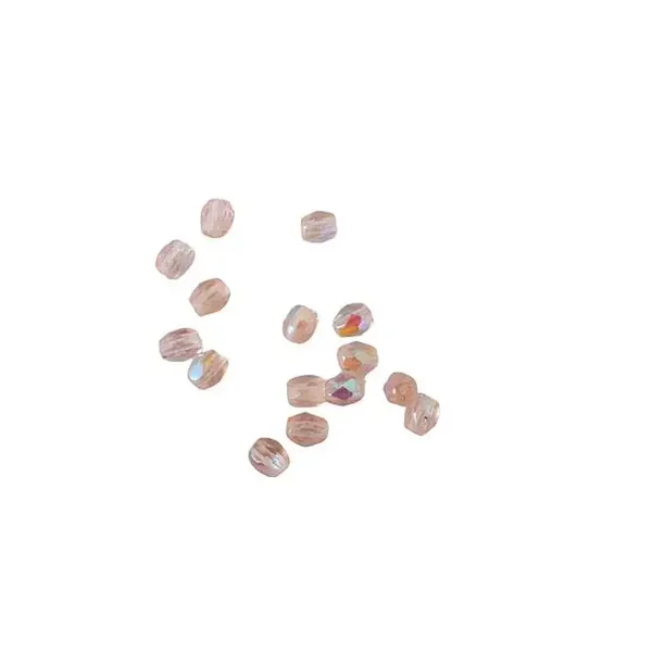 Perles de verre ovales, facettes, rose pâle 3x2mm