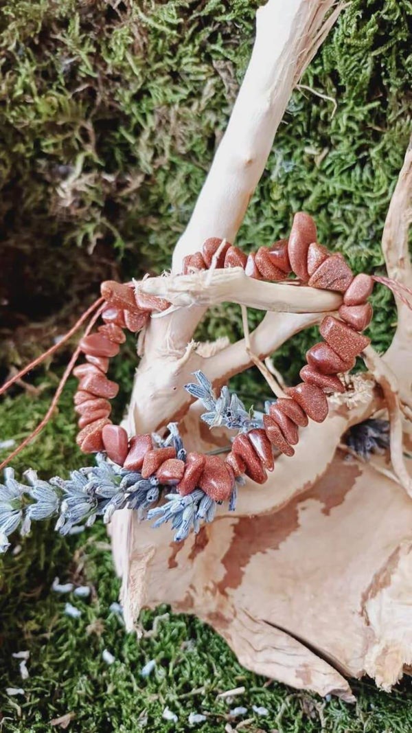 Bracelet baroque réglable en chips de pierres naturelles