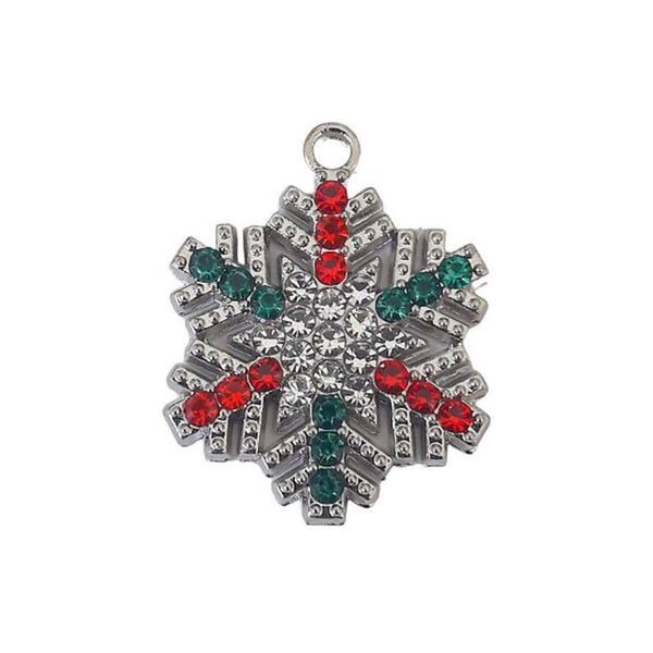 Pendentif flocon de neige, alliage et strass