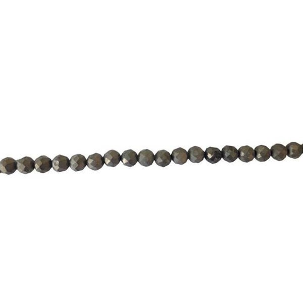 20 perles rondes pyrite, facettes, 3mm