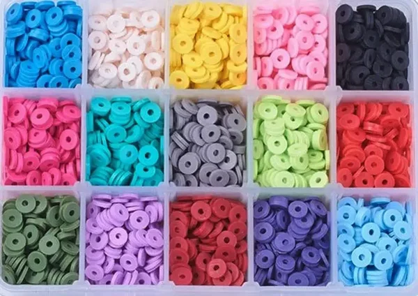 Kit 15 couleurs perles Heishi 6mm