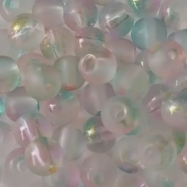 Perles rondes en verre, givrée, rose lavande