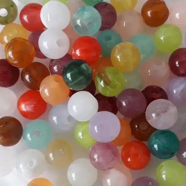 Perles rondes acryliques, imitation pierres gemmes, 6mm