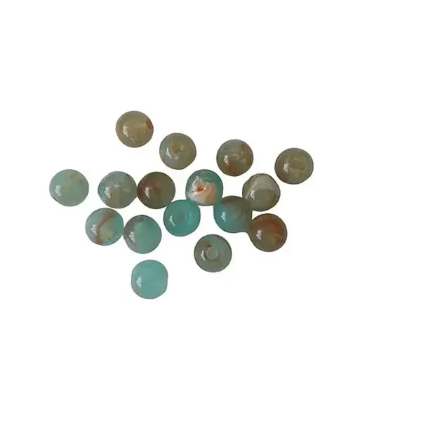 Perles rondes en acrylique, cyan/brun, imitation pierre