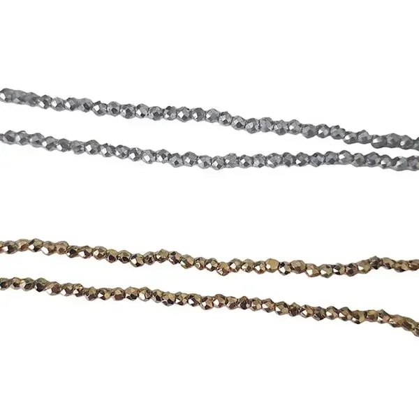 Enfilade de perles de verre rondes à facettes, 2mm