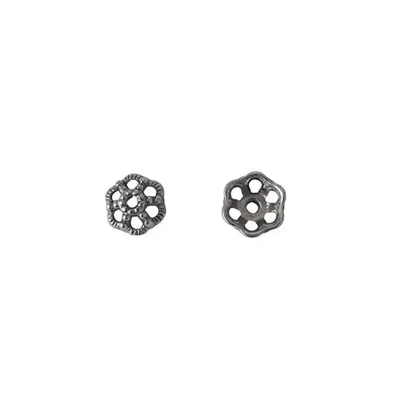8 coupelles fleur, argent vieilli