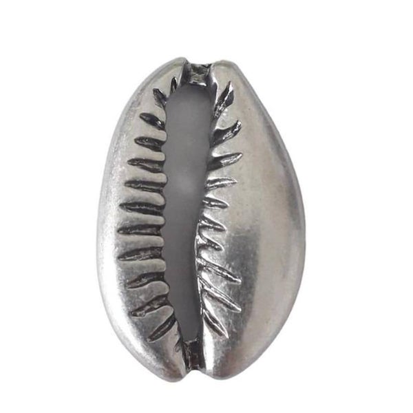 Perle coquillage BIG CAURI en métal 24x37mm, argent sterling