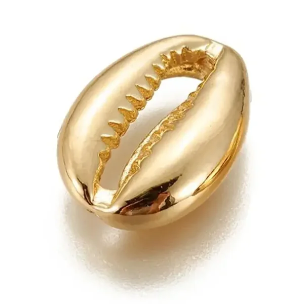 Perle coquillage CAURI en métal 10x14mm plaqué Or 18K