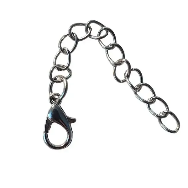 Fermoir mousqueton + chaînette argent mat