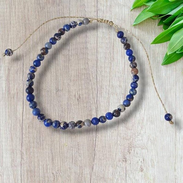 Bracelet réglable pierres gemmes 4mm