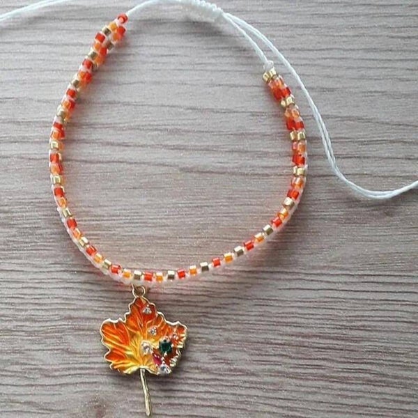 Bracelet réglable, feuille d'érable, plaqué or 18K