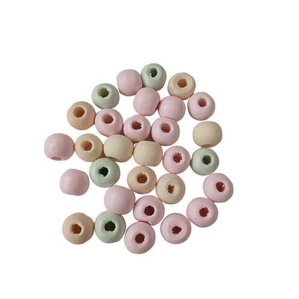 Perles rondes en bois, mix
