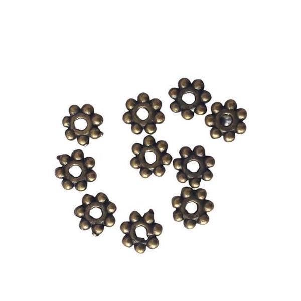 Perles intercalaires flocon de neige, bronze