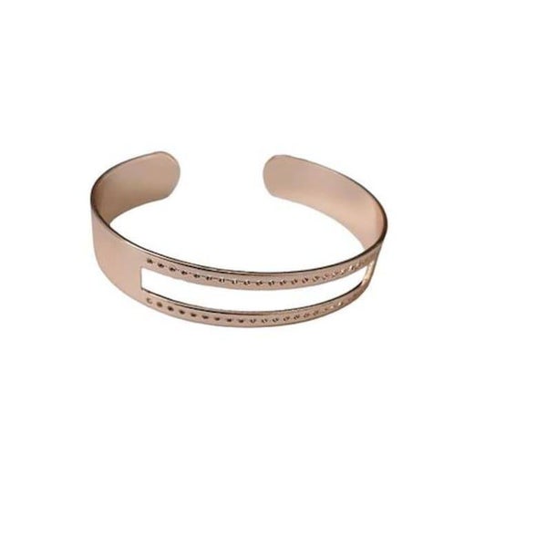 Bracelet jonc semi-ouvert or rose pour tissage de perles