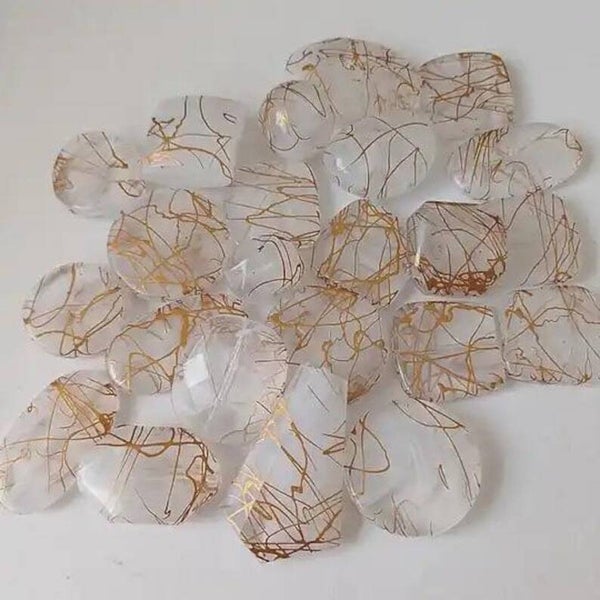 Perles en acrylique, formes mixtes, blanc, transparent, effilé