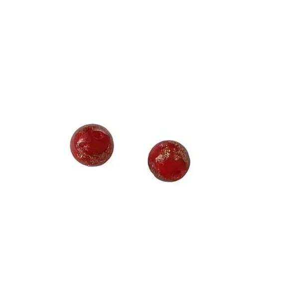Perles rondes lampwork paillettes dorées