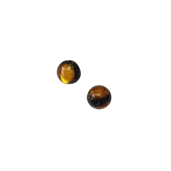 Perles rondes lampwork orange/noir