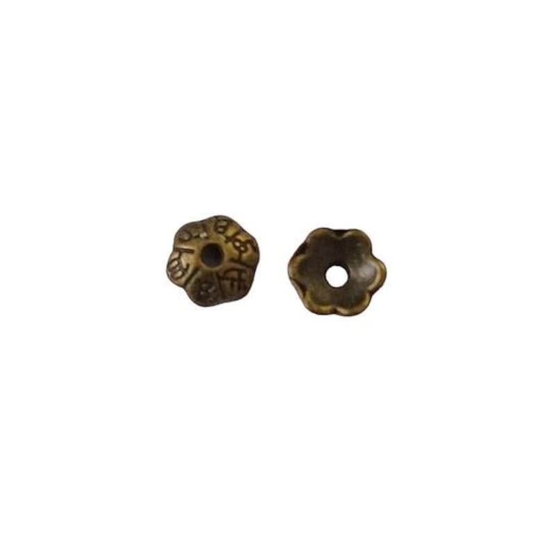 Coupelles fleur, bronze antique, 6mm