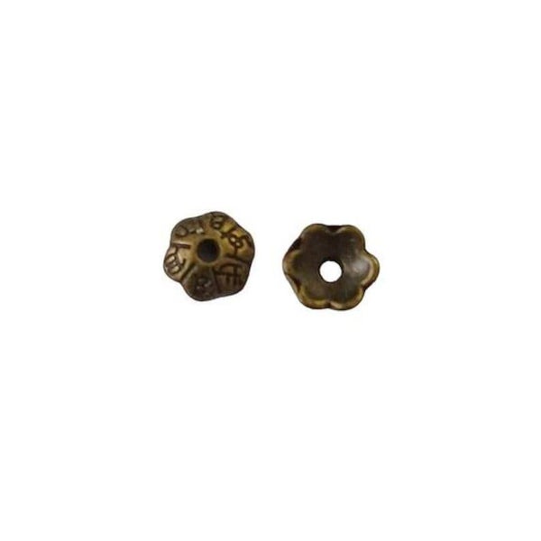 Coupelles fleur, bronze antique, 6mm