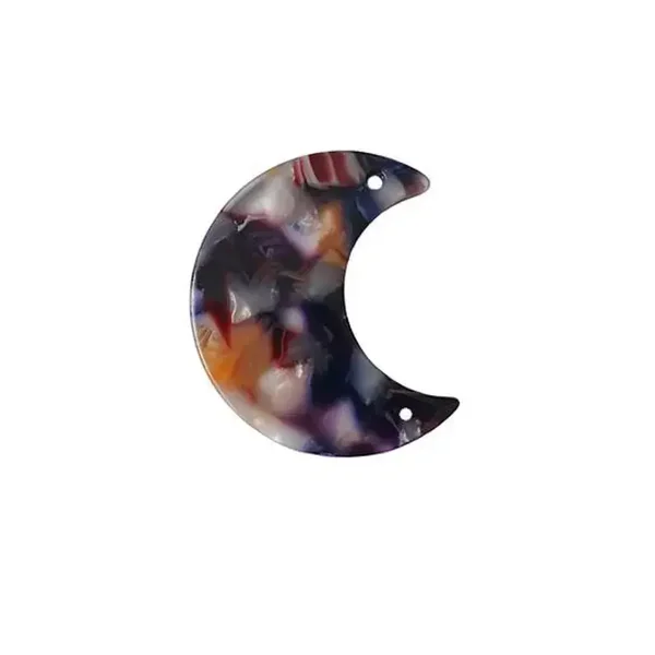 Pendentif lune en résine, multicolore