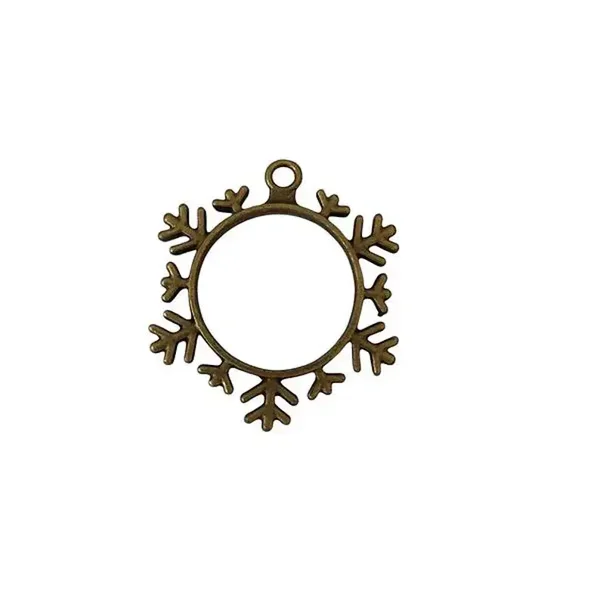 Pendentif cadre pour résine, flocon de neige, bronze antique