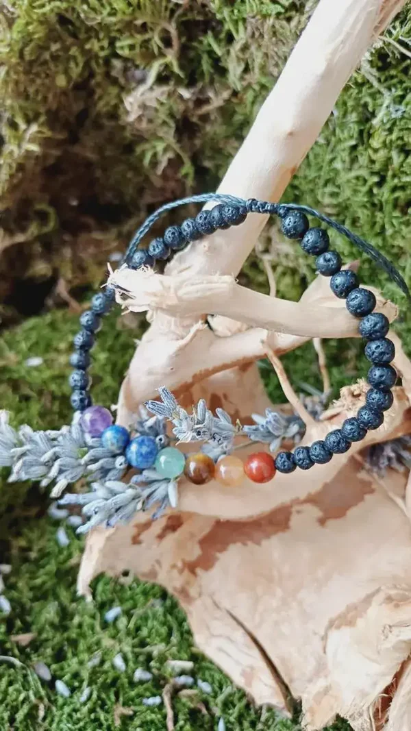 Bracelet réglable 7 chakras, pierres naturelles