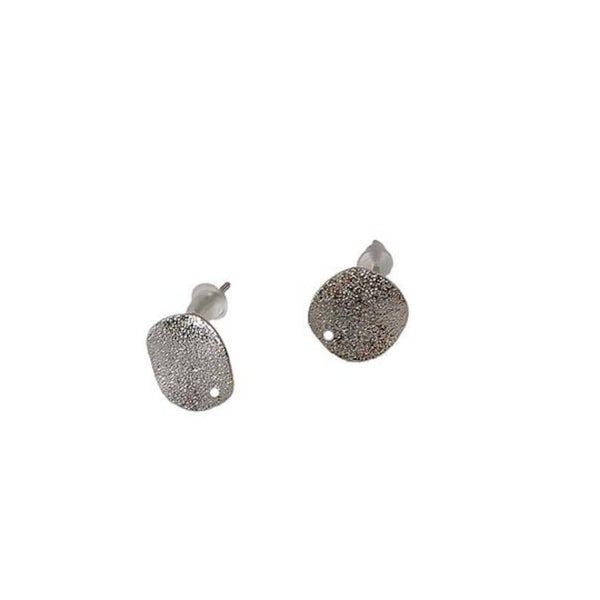 Support BO connecteur rond texturé, argent mat