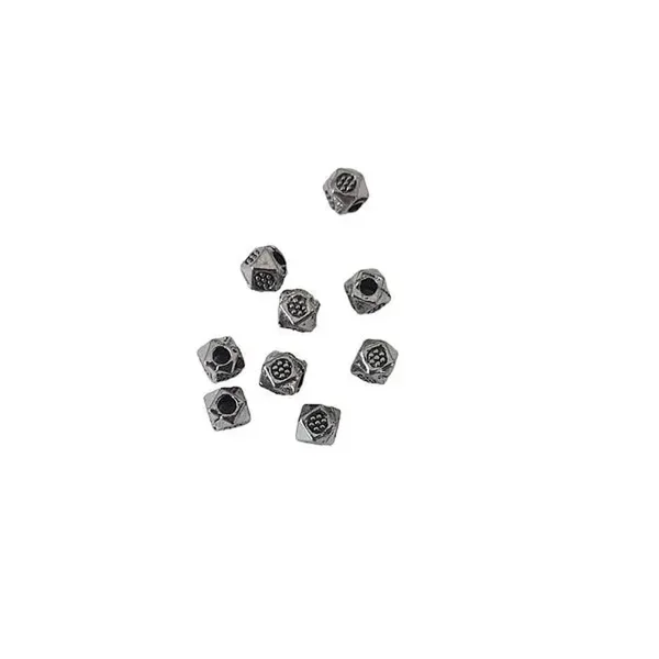 Perles intercalaires, polygone, argent antique, 3x3.5mm