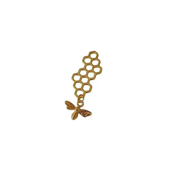 Pendentif doré alvéole et abeille