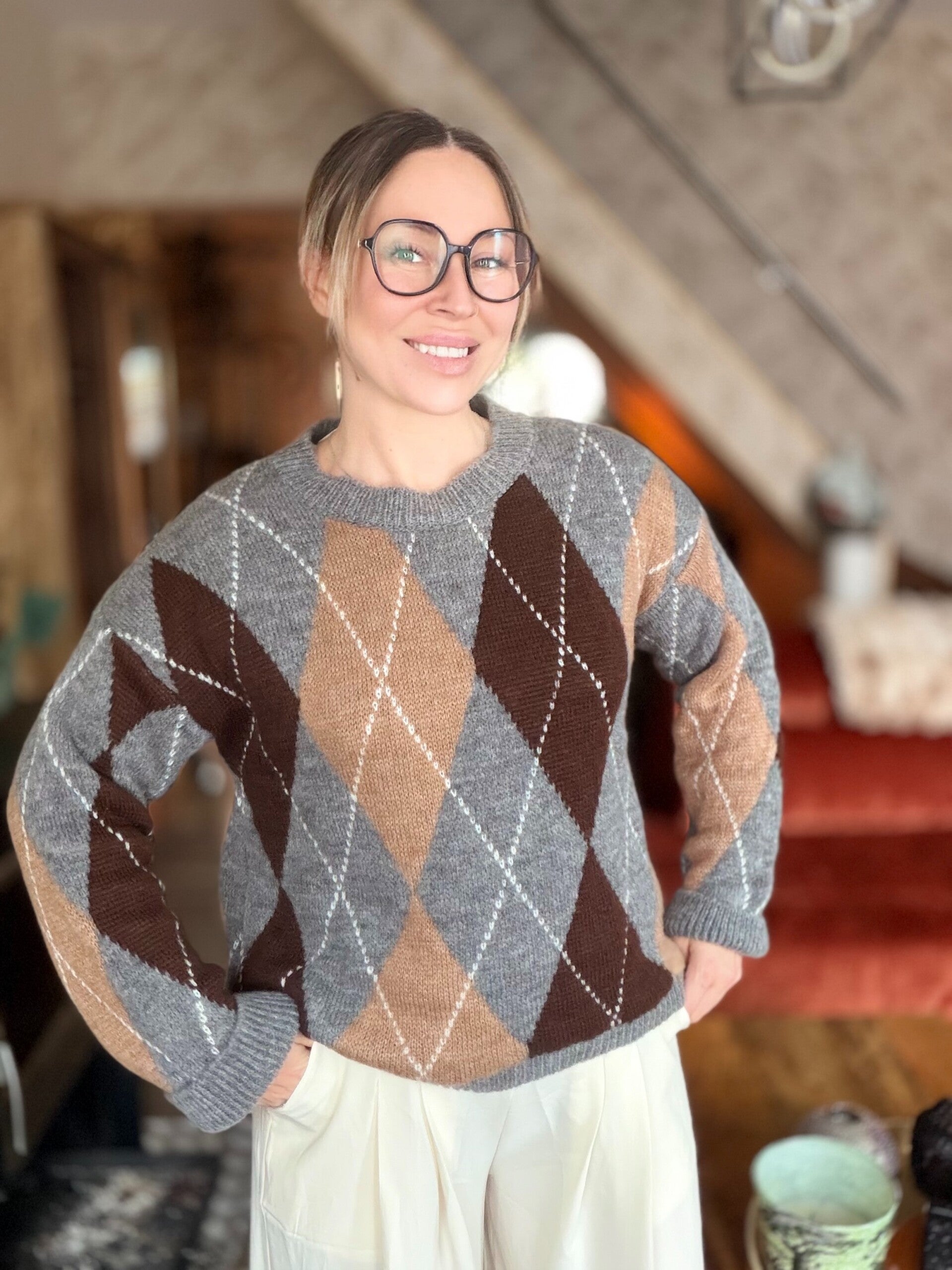 Pull à motif losange