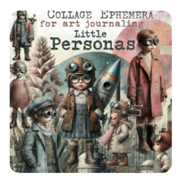 INDUSTRIAL Collage Ephemera for Art Journaling, Little Personas: A book with 160+ Images of STEAMPUNK KIDS To Cut Out, Glue and Collage for Junk Journals, Mixed Media & Scrapbook