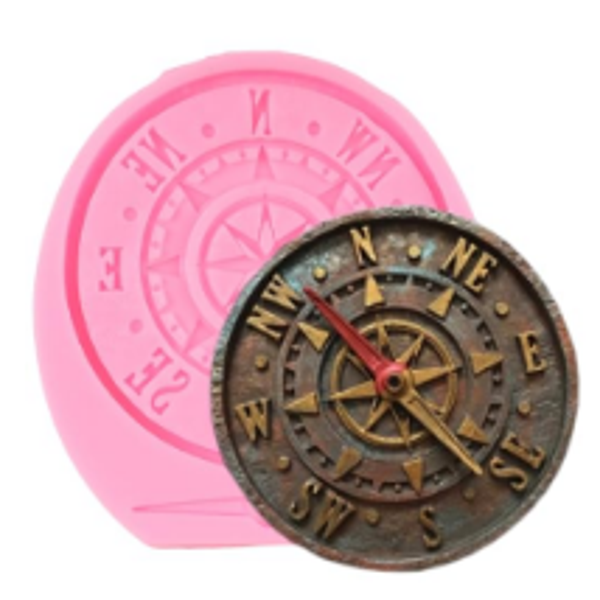 QDMOLDS Steampunk Fondant Molds Compass Silicone Molds For Steampunk Travel Themed Cake Decoration Chocolate Cupcake Topper Candy Polymer Clay Gum Paste