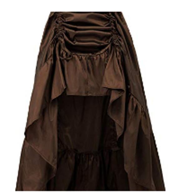 Scarlet Darkness Women Victorian Bustle Skirt Steampunk Pirate Skirt Costume High Low Brown 2XL