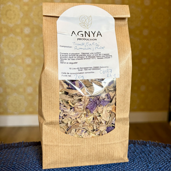 Tisane Mauve, Tulsi, Romarin et Rose