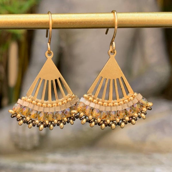 Oorbellen Kleine Waaier, Naturel