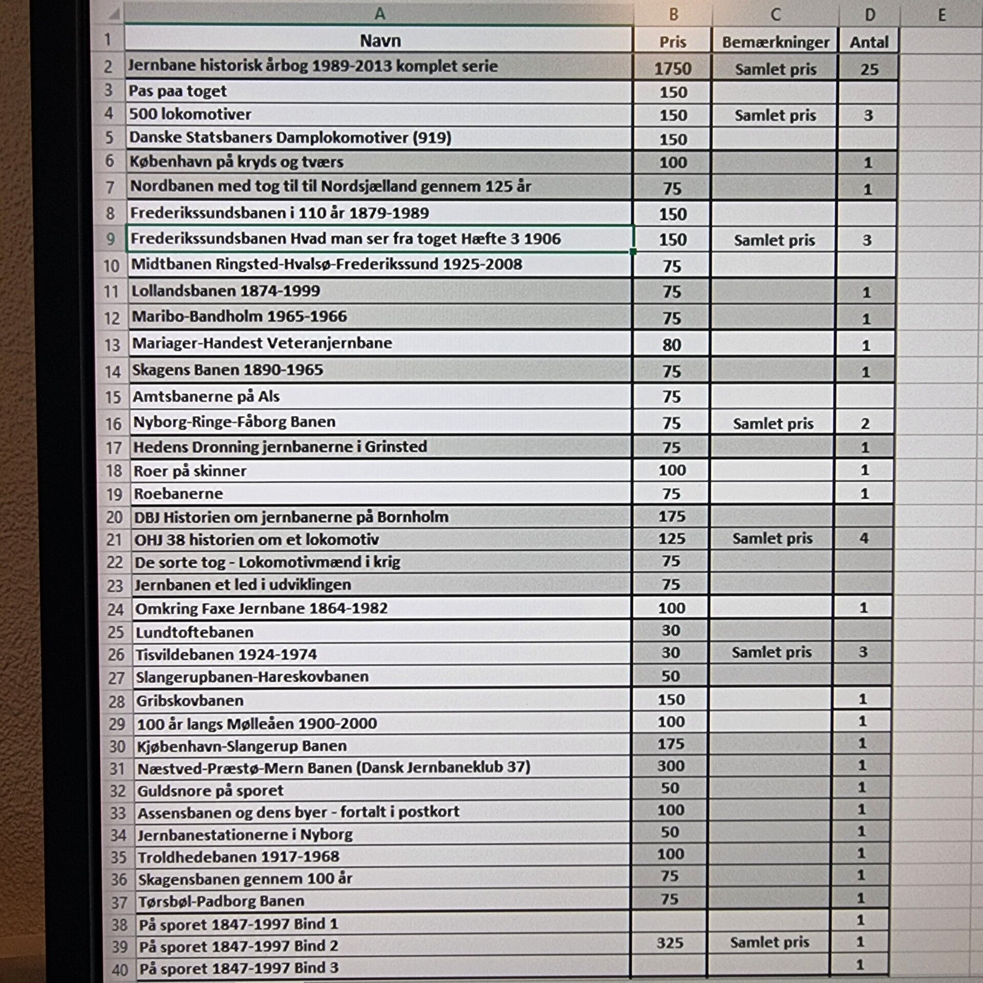Jernbane bøger og fortællinger (danske)