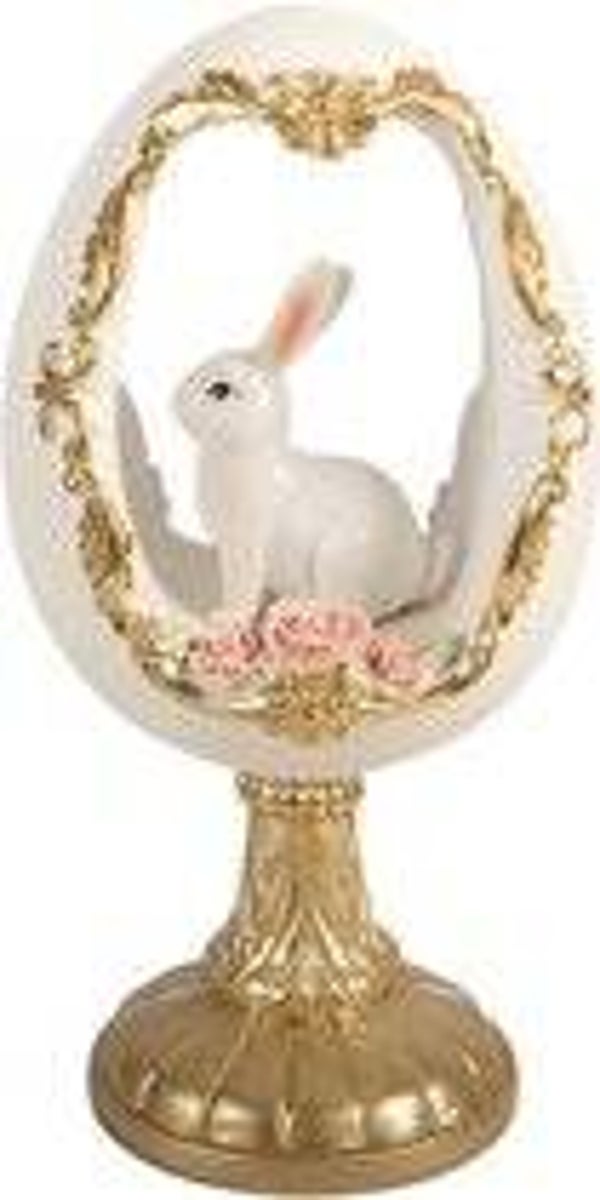 Clayre & Eef Decoratie Beeld Ei 12x11x22 cm Wit Kunststof