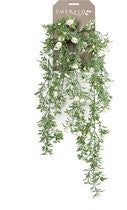 Emerald - Kunst Hangplant Roos Mini wit 75cm - Kunstplant voor binnen EAN:  8714344257335