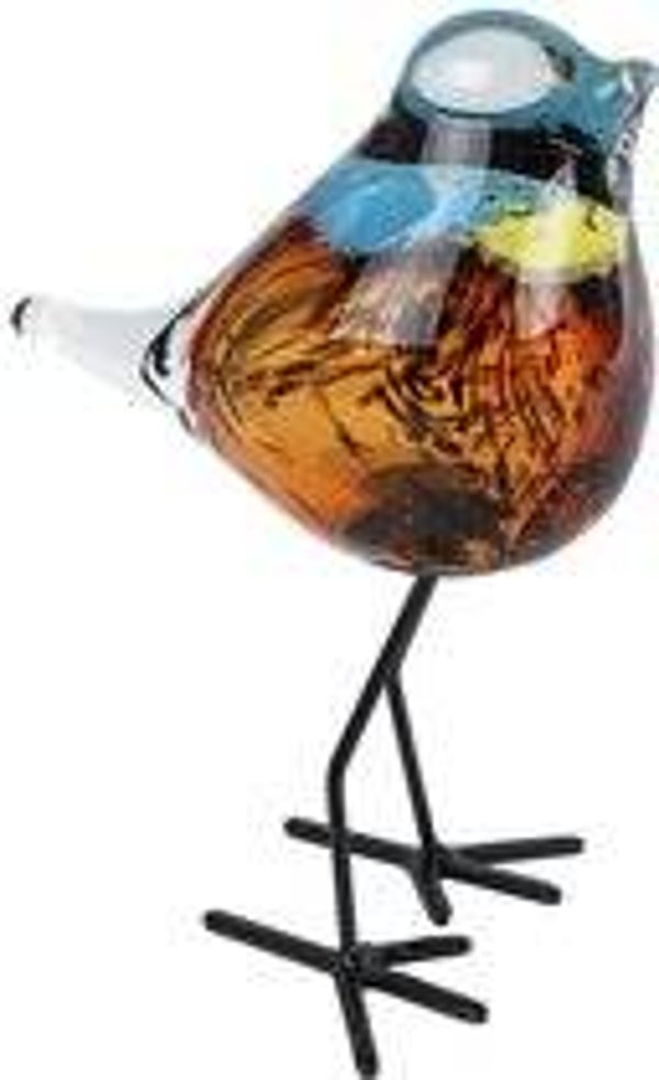 Sculptuur vogel decoratie glas kleurrijk 12x8,5x14,5 cm speelgoed