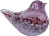Van Manen glazen sculptuur vogel paars decoratie 13x7,5x8cm. EAN:  8713219547236