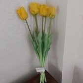 Bos tulpen open 47cm geel 7 stuks - Kunstbloem
