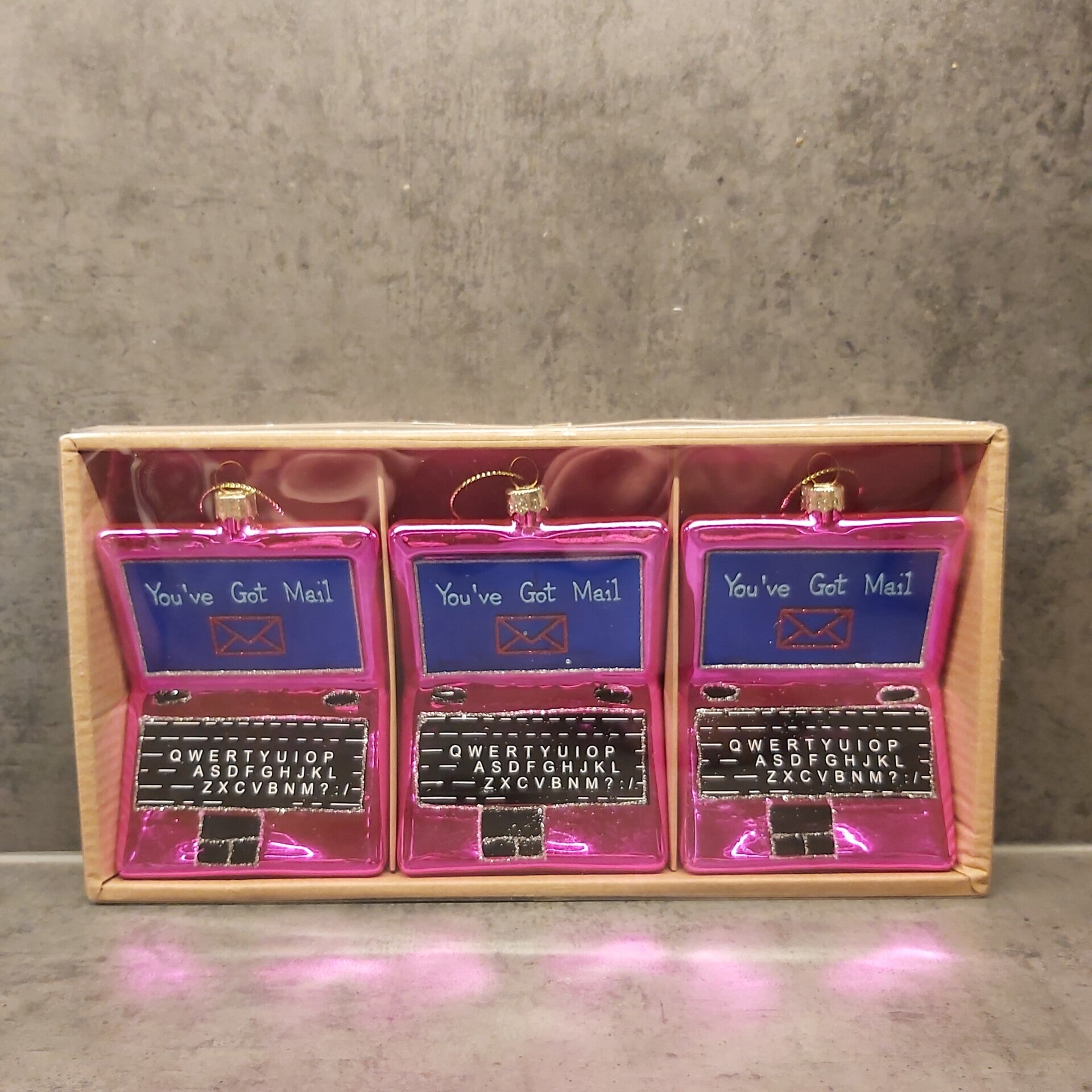 Funny kerstglas laptop 3 stuks