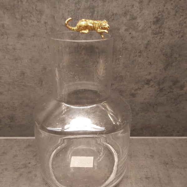Vaas glas met sculptuur tijger goud