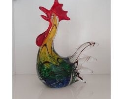 Glasvogel Haan geel/groen H19cm EAN: 8713219543665