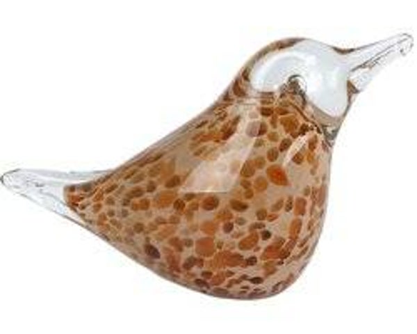 Sculptuur "Bird" liggend bruin glas 15x6x9,5cm
