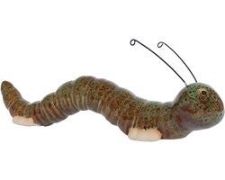 Sculptuur Caterpillar L bruin/groen aardew 22,5x4,5x8cm. EAN: 8713219572412
